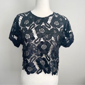 Leather Floral Lace Top